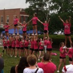 cheerleaders perform